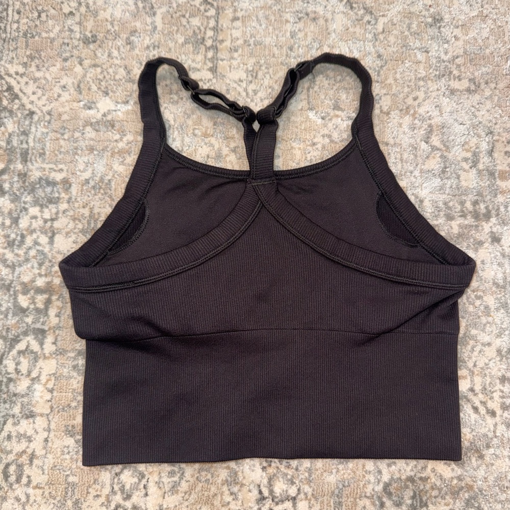Alo Seamless Ribbed Favorite Bra Tank Black Size Medium - Picture 6 of 8